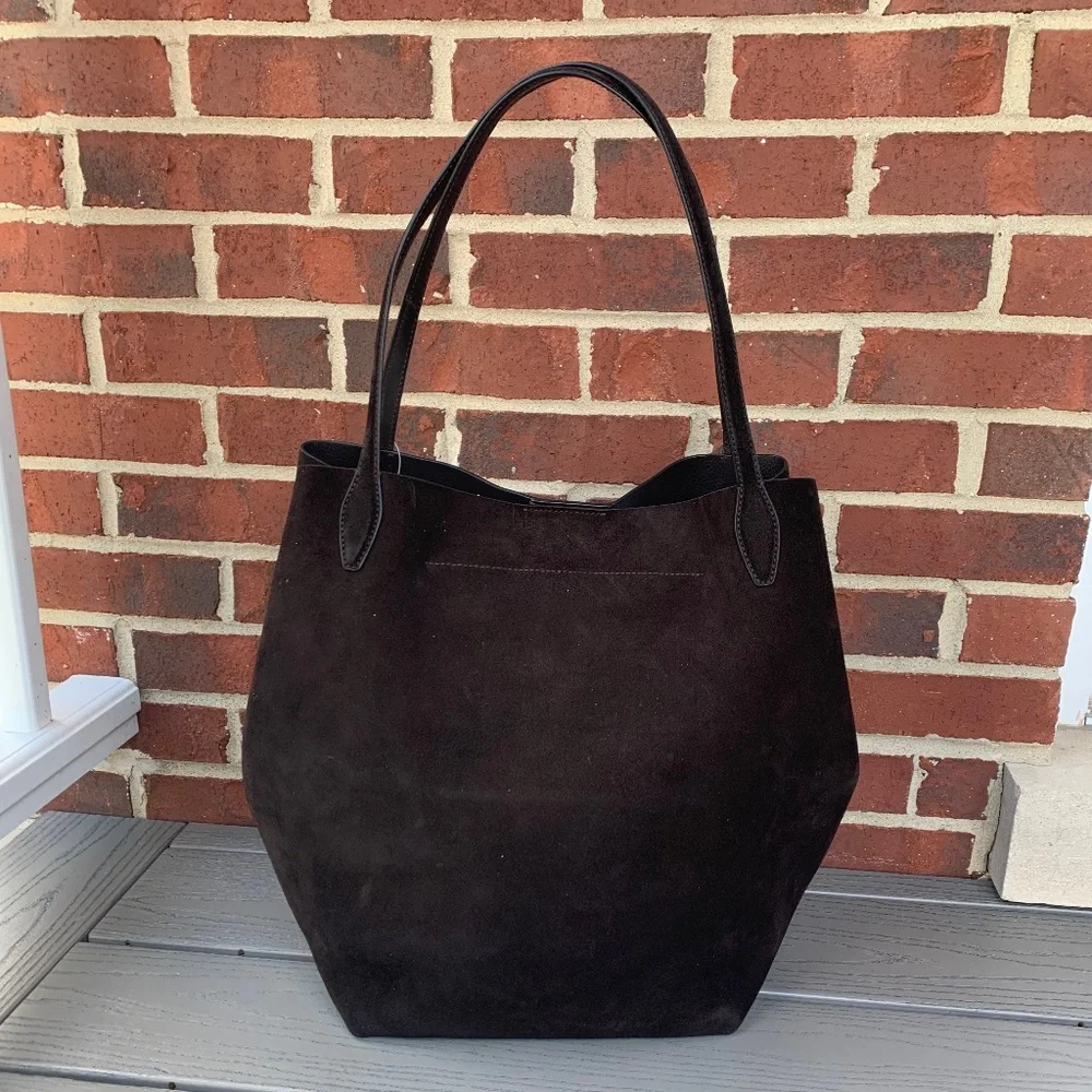 Madewell The Shopper Tote in Brown Suede Leather